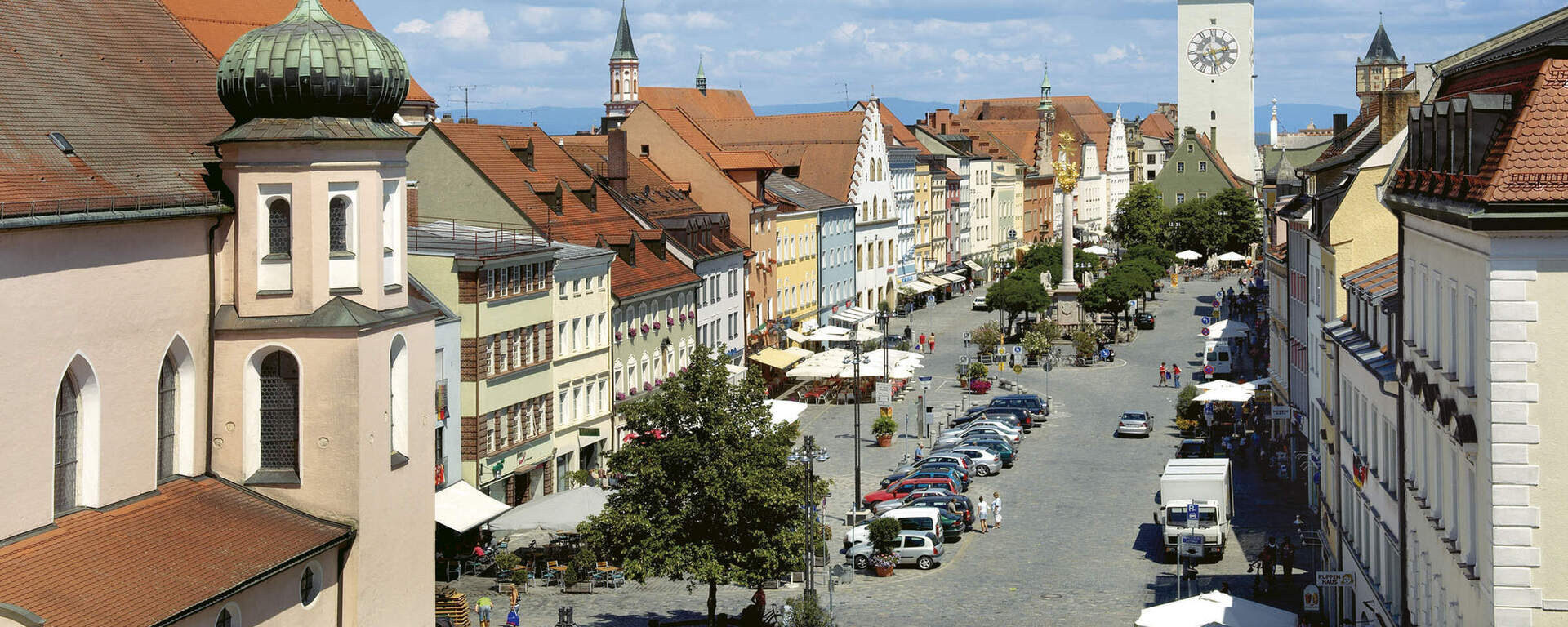 Blick in die Innenstadt des Bayerischen Straubings.